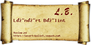 Lénárt Bálint névjegykártya